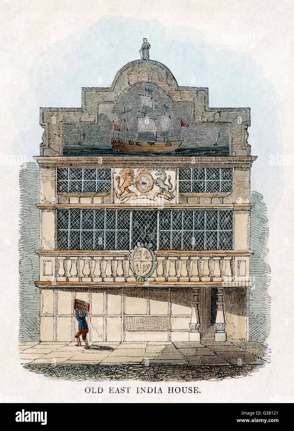 The old East India House,  London, headquarters of the  East India Company        Date: 17th century Stock Photo