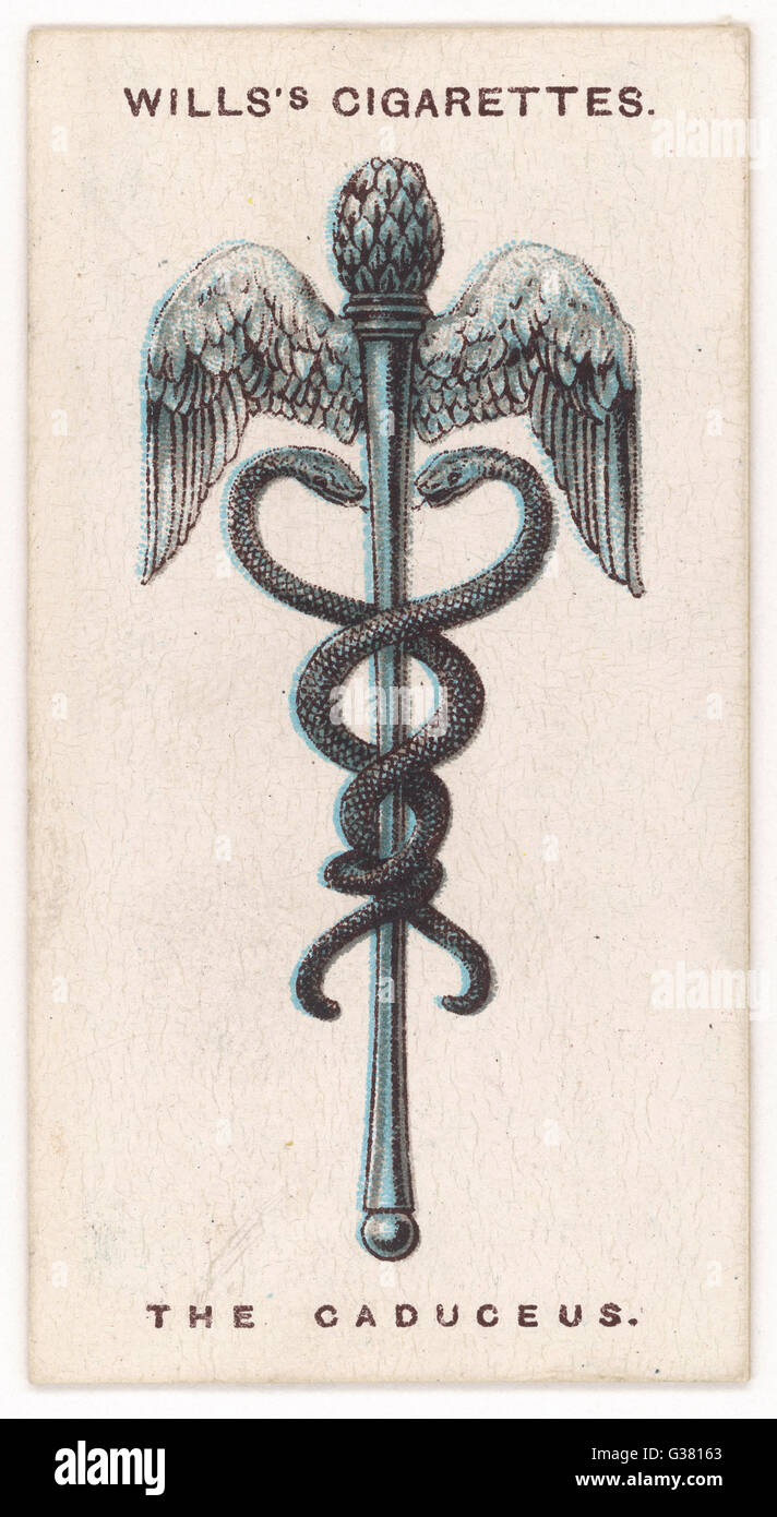 CADUCEUS TALISMAN symbolising wisdom and health,  it was adopted by the medical  profession who possess the  first and bestow the second      Date: 1923 Stock Photo