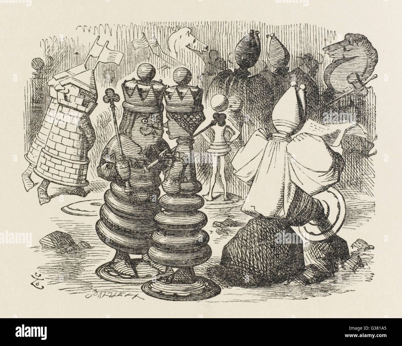 CHESSPIECE  The chesspieces in animated conversation      Date: First published: 1872 Stock Photo