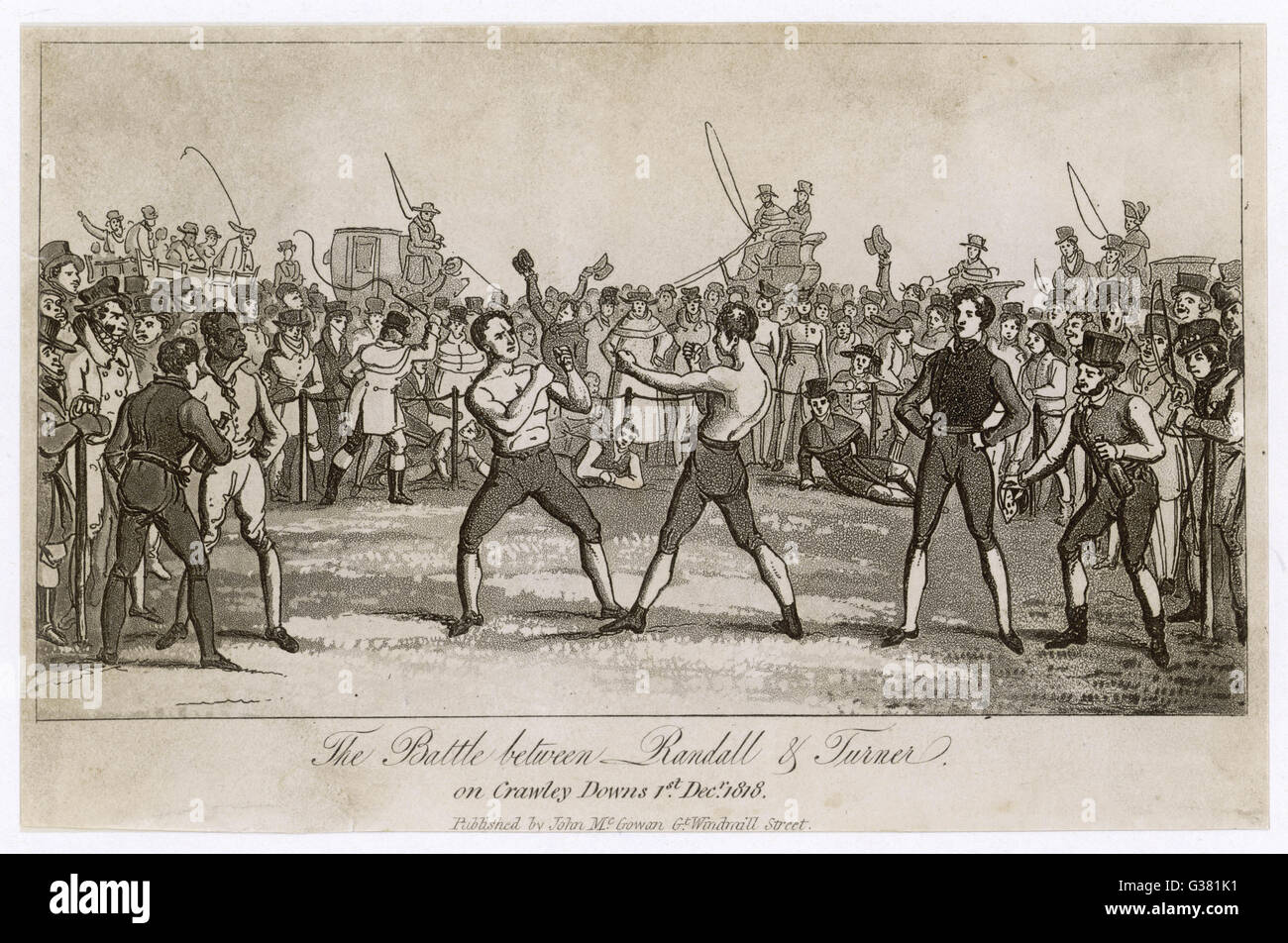 The battle between Randall and  Turner on Crawley Downs         Date: 1 December 1818 Stock Photo