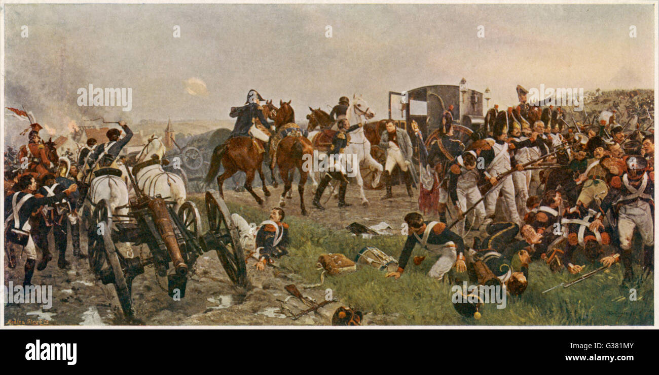 Battle of Waterloo - Napoleon among his men Stock Photo