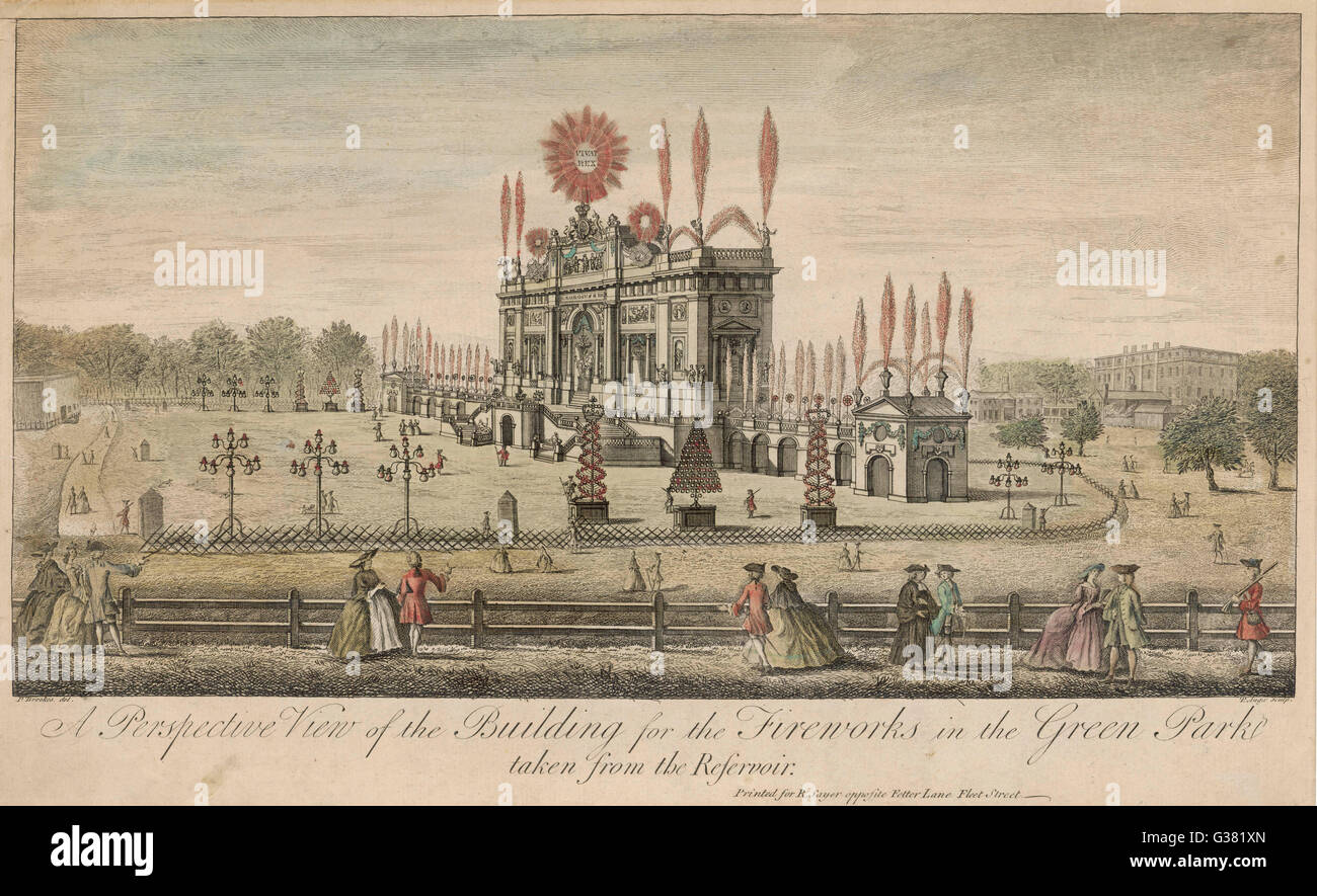 A Fireworks Display At Green Park To Celebrate The Peace Of Aix la 