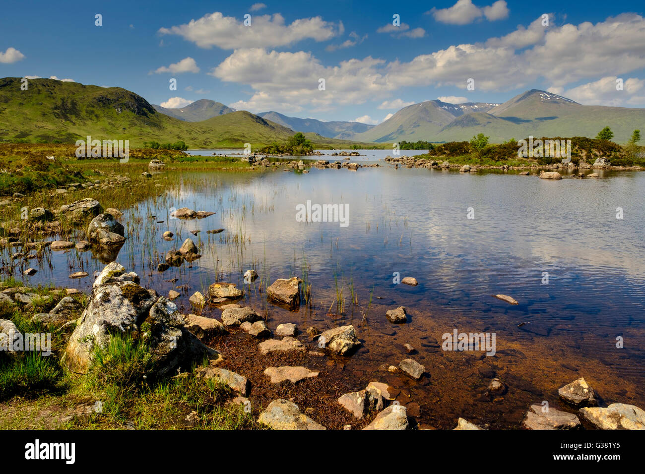 Lochan na h -Achlaise on Rannoch Moor, Highlands of Scotland Stock Photo