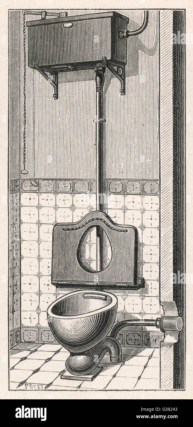 French Water Closet With Chain Flushing Date 1886 Stock Photo