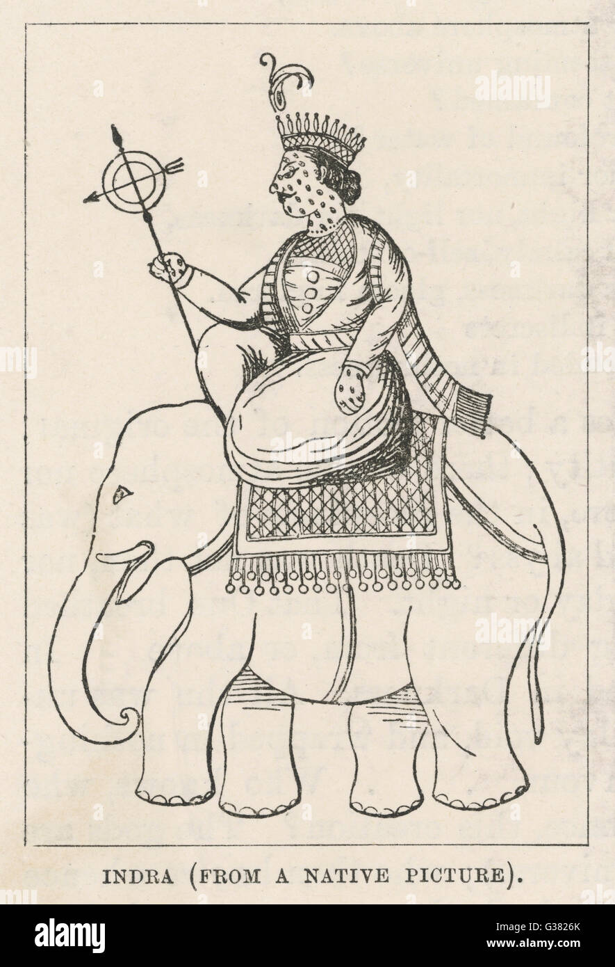 HINDU GOD INDRA/ELEPHANT Stock Photo