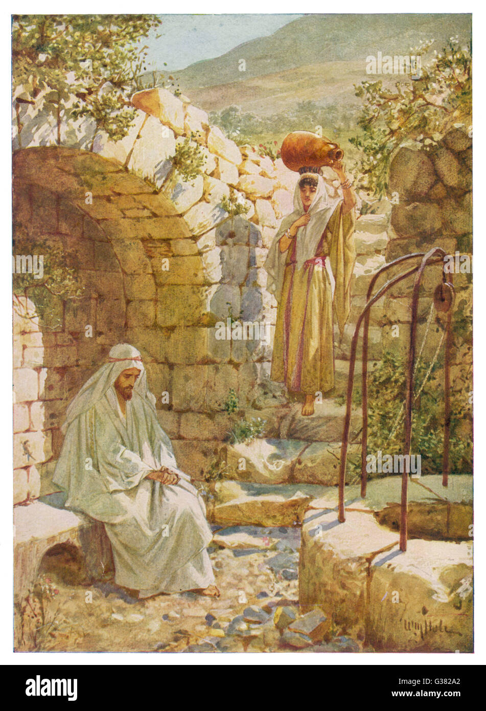 Jesus at Jacob's Well with the woman of Samaria Stock Photo Alamy