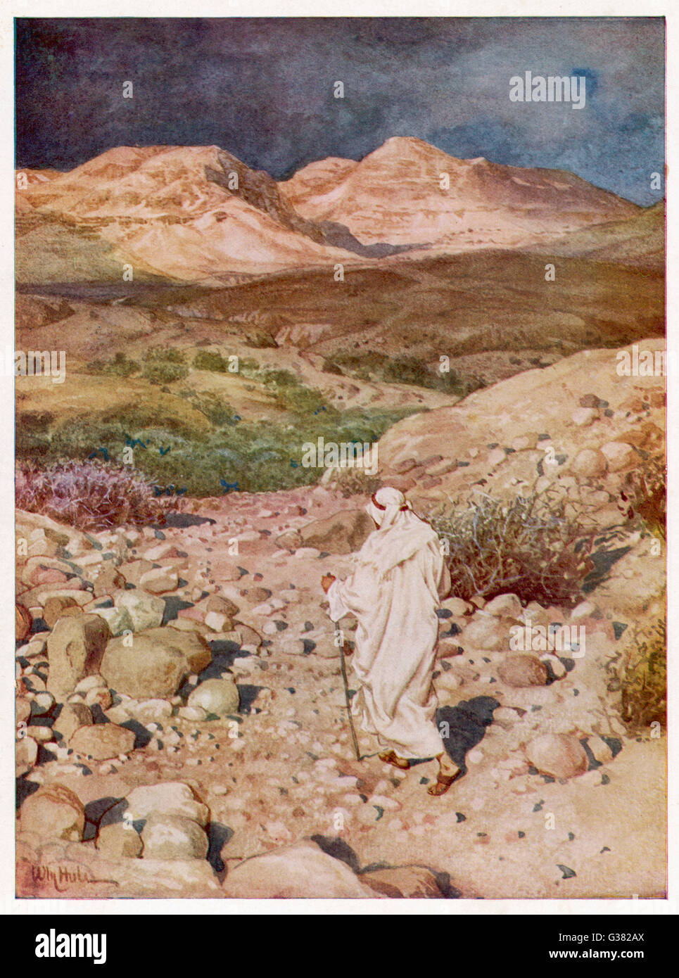 Jesus in wilderness stock photo alamy