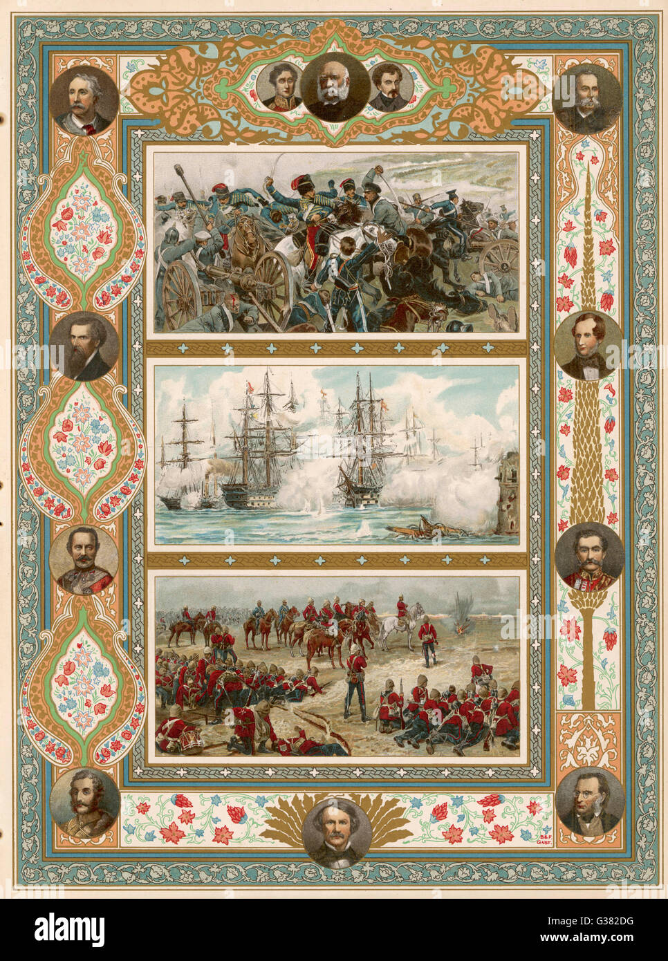British victories at Inkerman  [1854], Sebastopol [1855] and  Tel-el-Kebir (Sudan) [1882]        Date: 1854 - 1882 Stock Photo