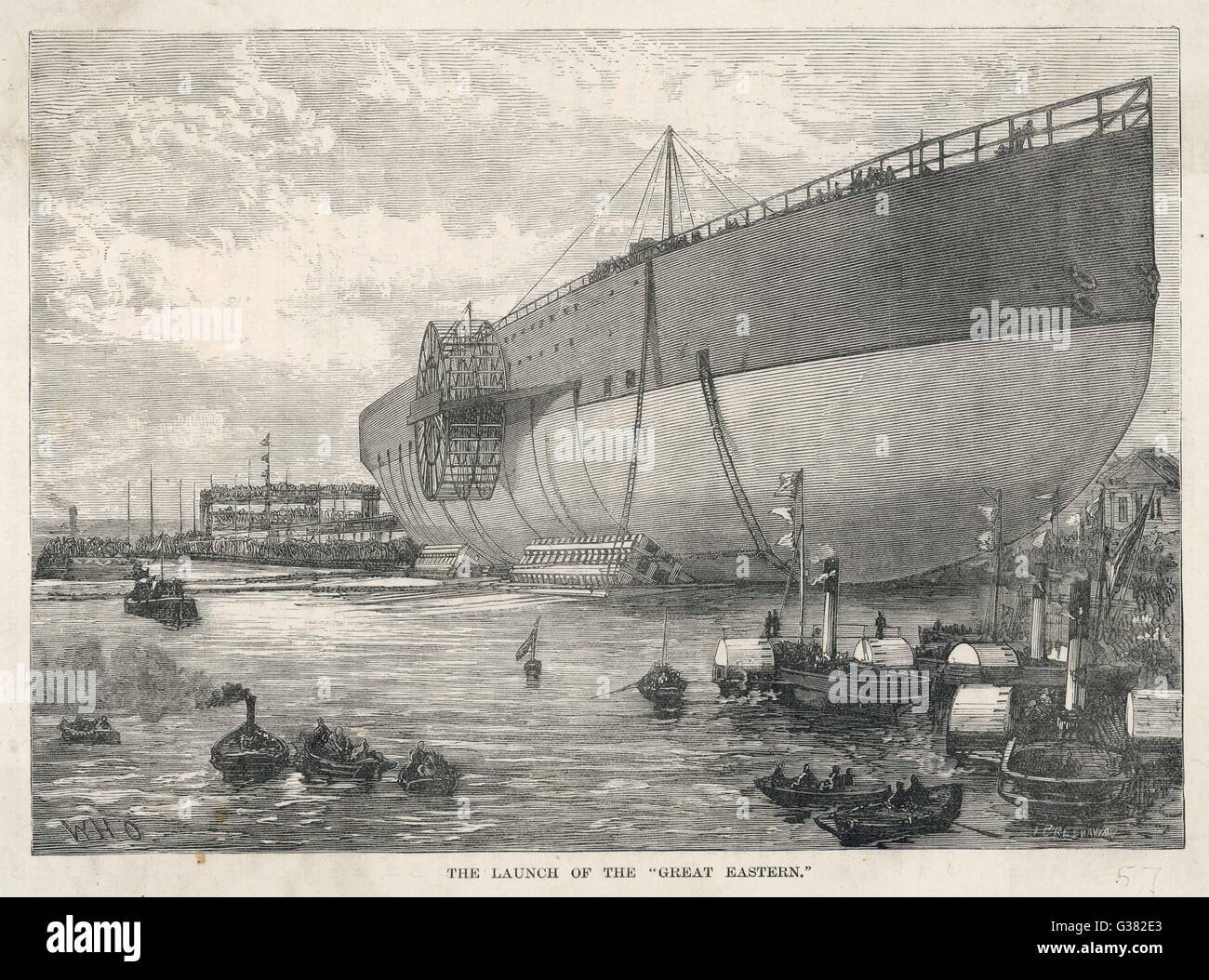 The launch of the Great  Eastern        Date: 19th century Stock Photo