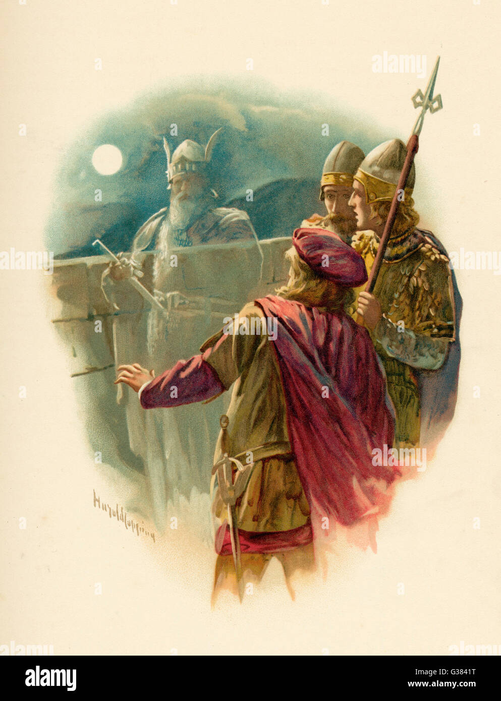 The ghost of Hamlet's father appears on the battlements of Elsinore and