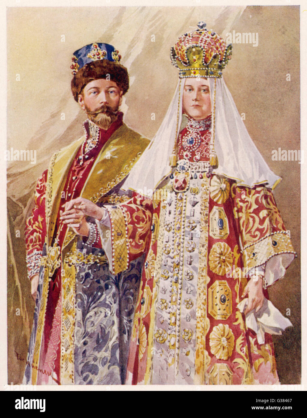 Nicolas II with Alexandra Stock Photo