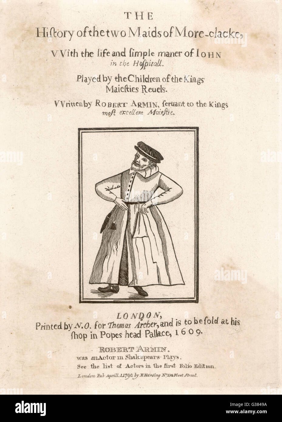 ROBERT ARMIN  Actorin Shakespeare's plays       Date: 1609 Stock Photo