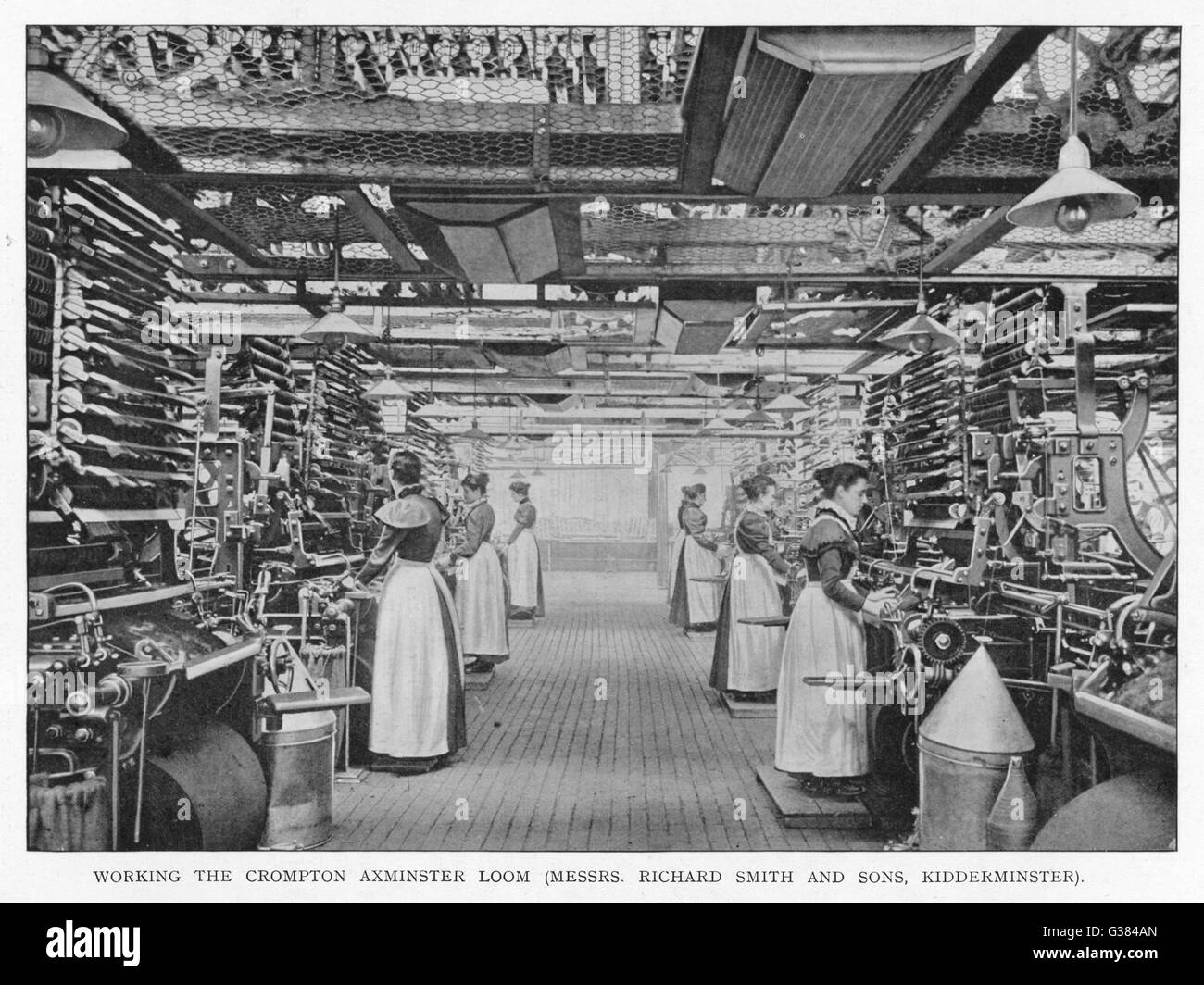 Women working the Crompton Axminster Loom at Richard Smith & Sons