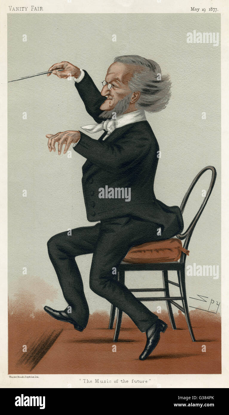 Richard Wagner, the German musician conducts         Date: 1877 Stock Photo