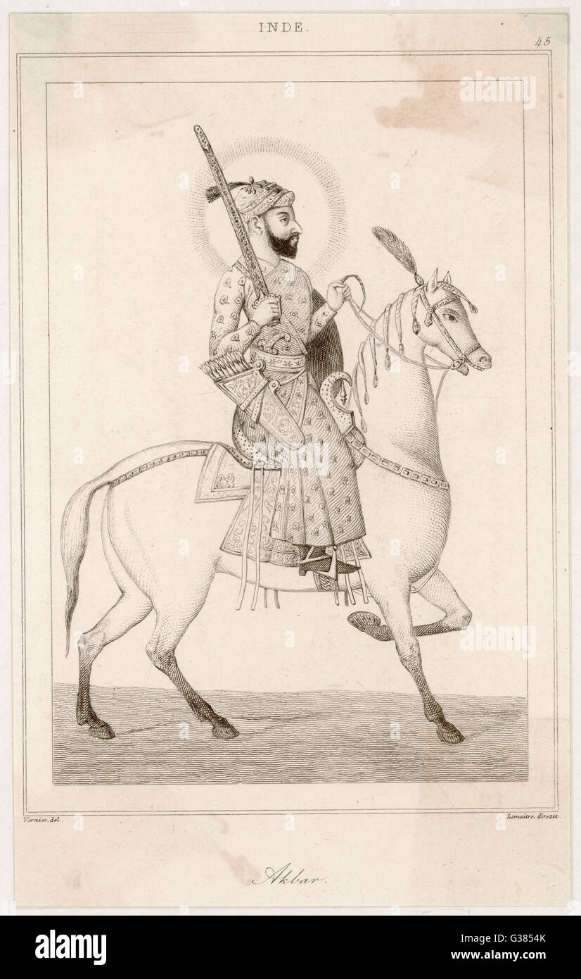 ABU-AL-FATH JALAL-UD-DIN MUHAMMAD AKBAR  Mughal Emperor of India 1556 - 1605      Date: 1542 - 1605 Stock Photo