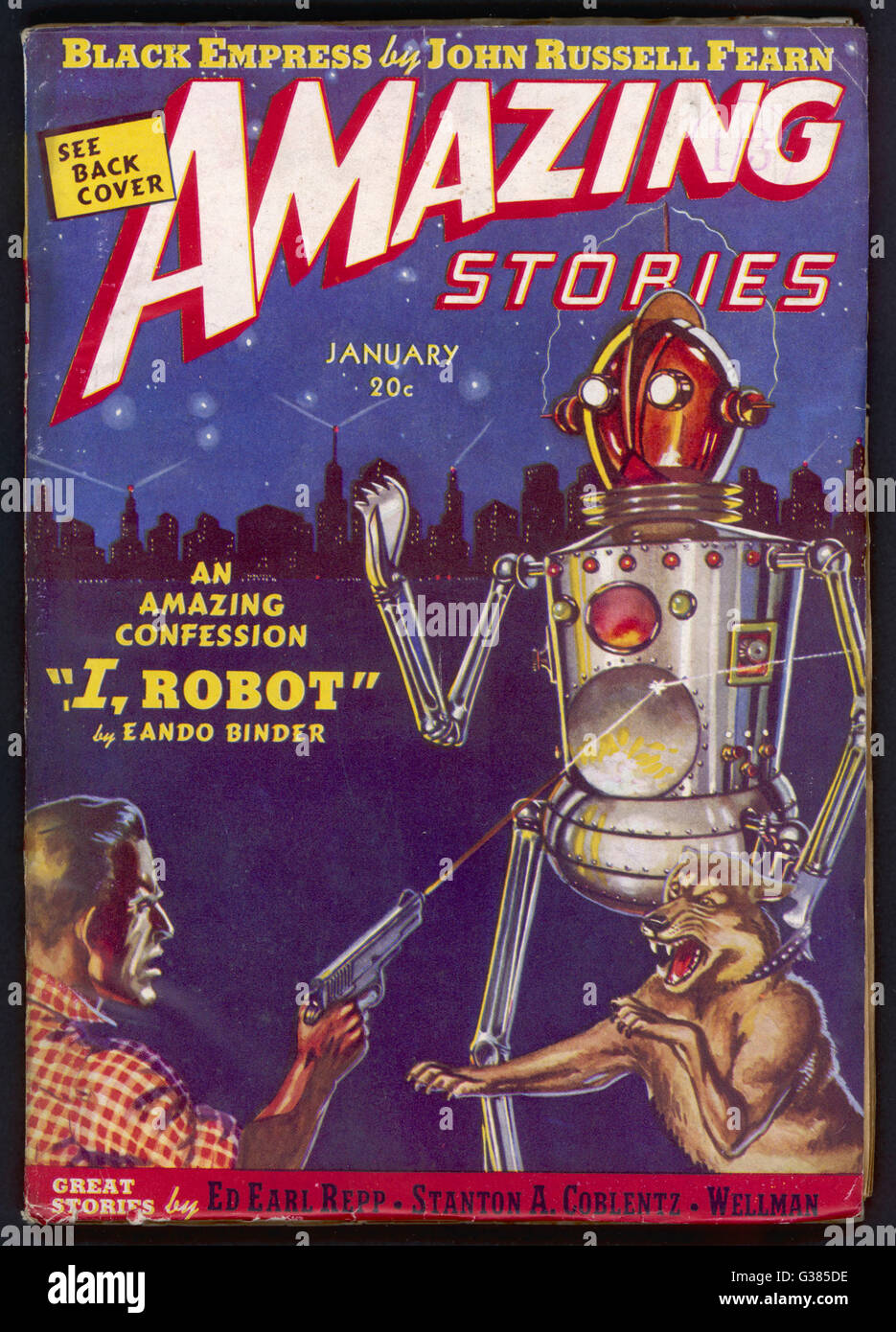 'I, Robot'  (Eando Binder) The robot Adam Link is attacked.      Date: 1939 Stock Photo