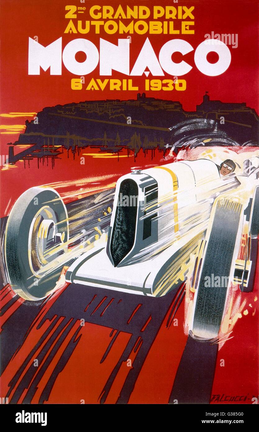 2nd Grand Prix Automobile Monaco, 6 April, 1930. Reproduction vintage poster 2nd Grand Prix Automobile Monaco, 6 April, 1930. Reproduction vintage poster