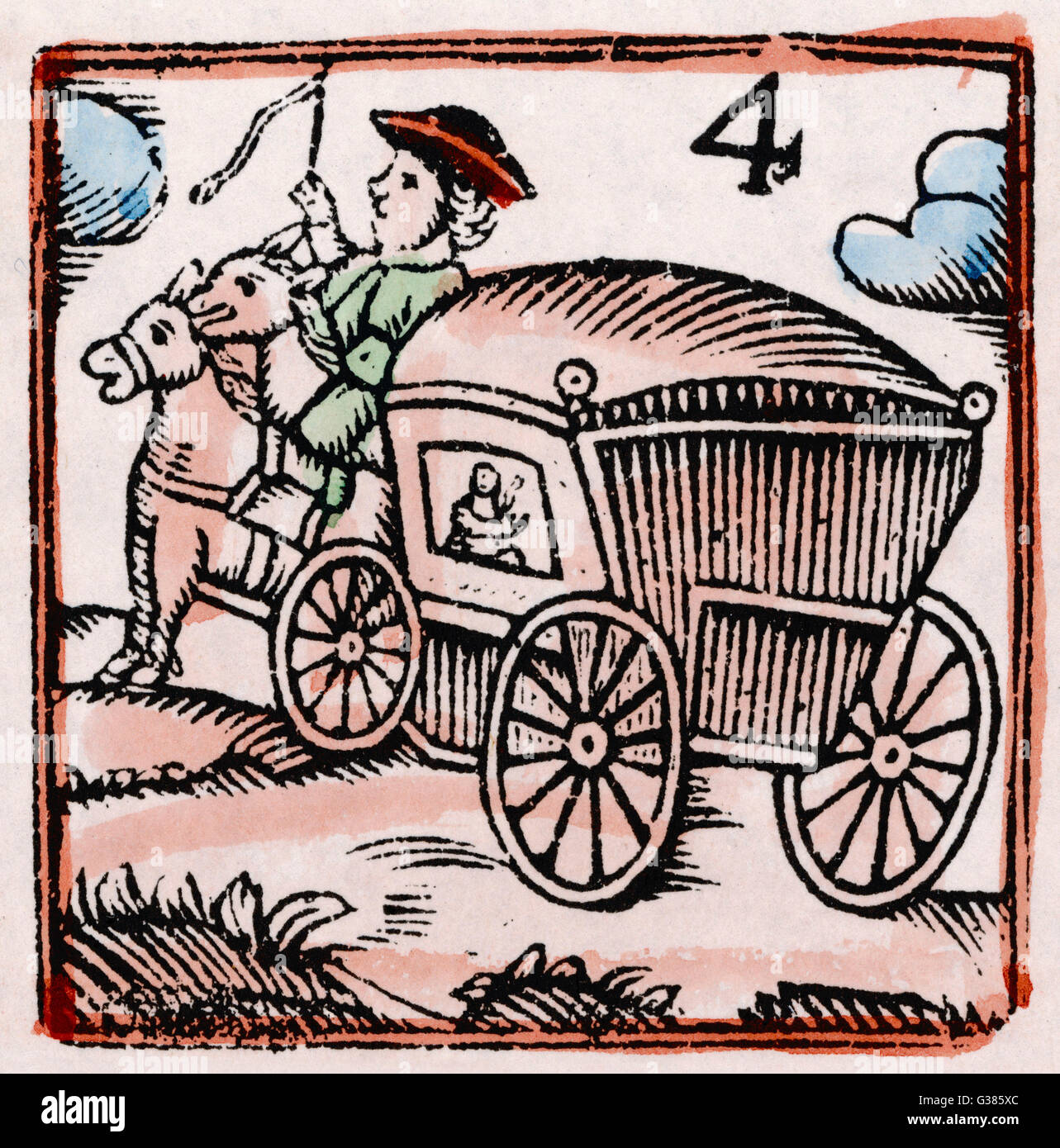 17th century Coachman - Woodcut - 4 Stock Photo