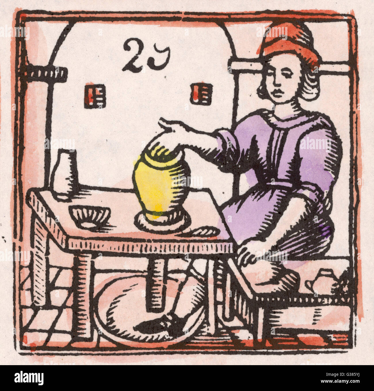 17th century Potter - Woodcut Stock Photo