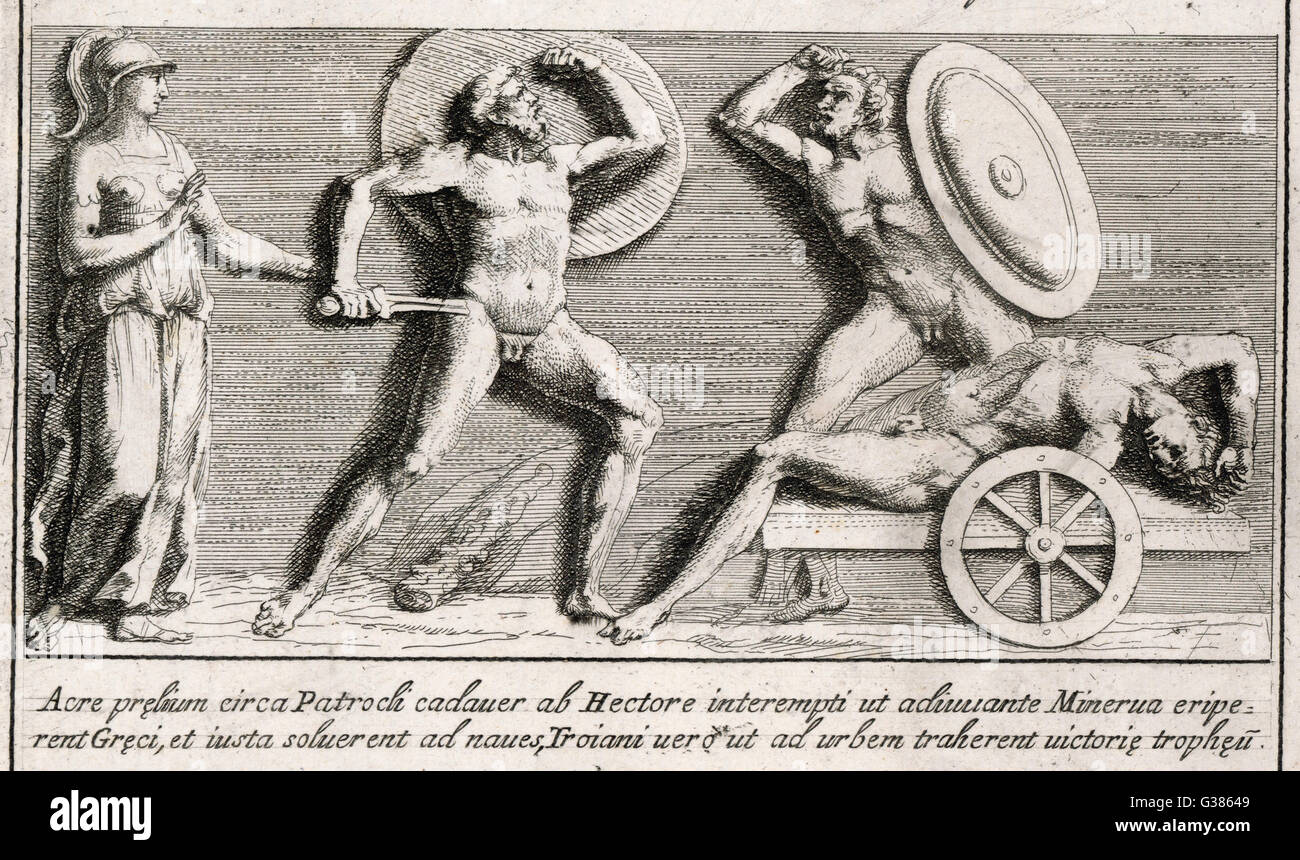 Hector with the body of  Patroclus. Stock Photo