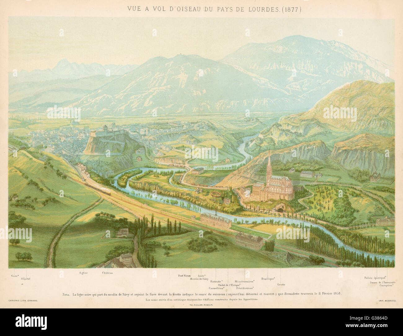 LOURDES / VIEW IN 1877 Stock Photo - Alamy
