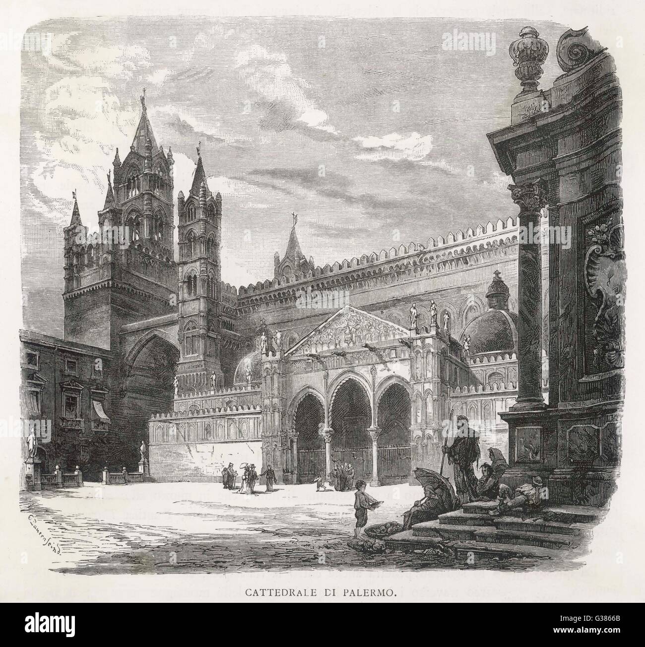 PALERMO CATHEDRAL 1875 Stock Photo