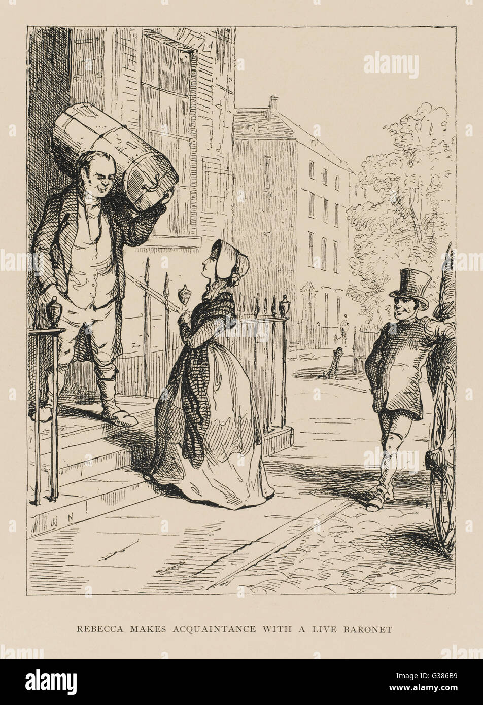 Rebecca makes acquaintance  with a live baronet.         Date: First published: 1848 Stock Photo