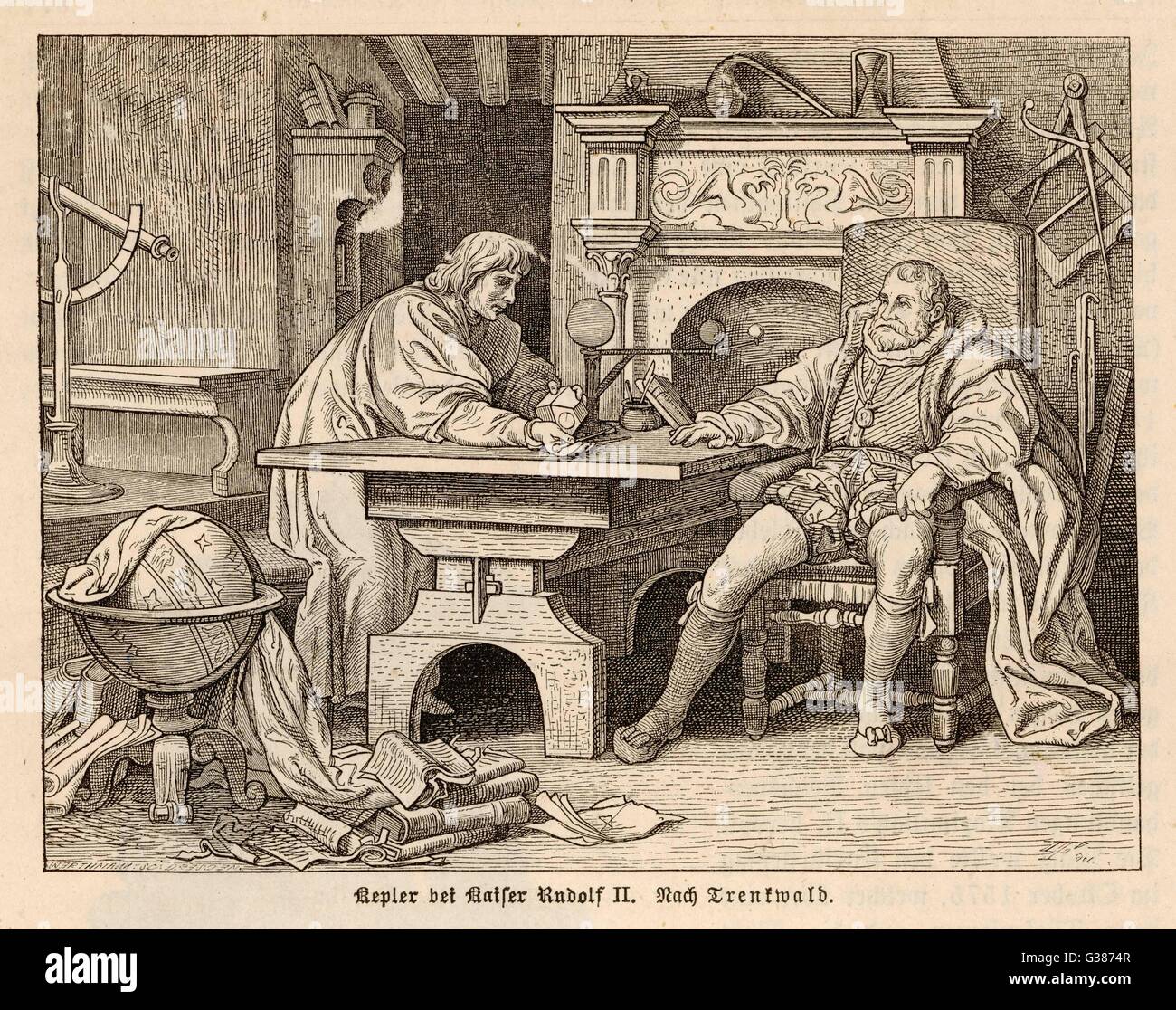 JOHANNES KEPLER  German astronomer with Rudolf II       Date: 1571 - 1630 Stock Photo
