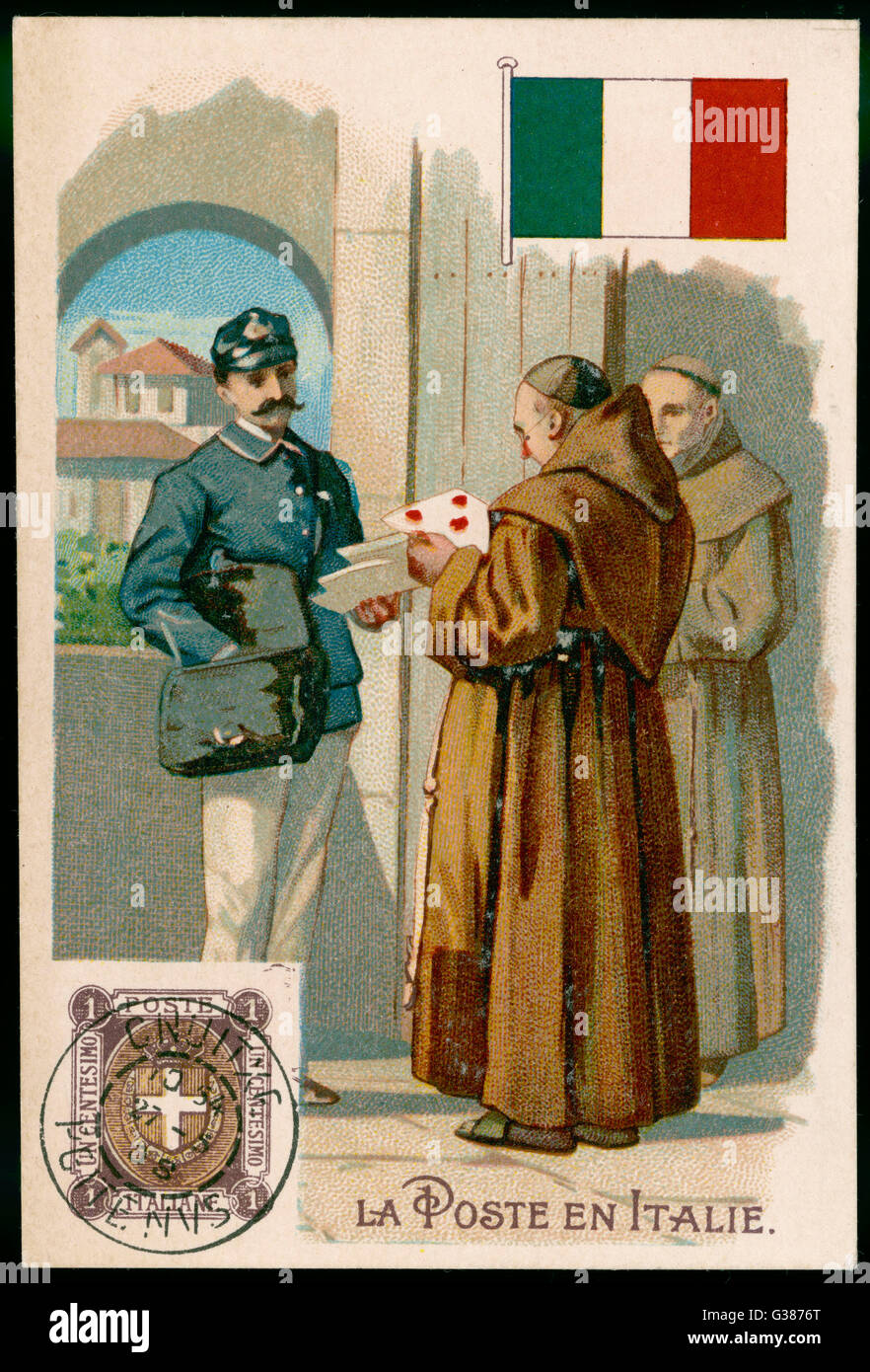 Am Italian postman delivers letters to a monastery Date: circa 1900 ...