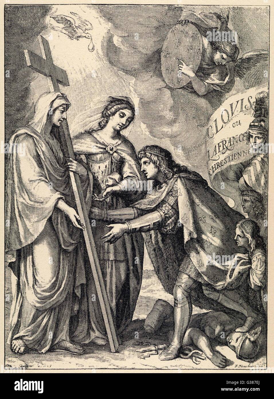 Clovis, Merovingian king of the Franks, promises his wife Clothilde