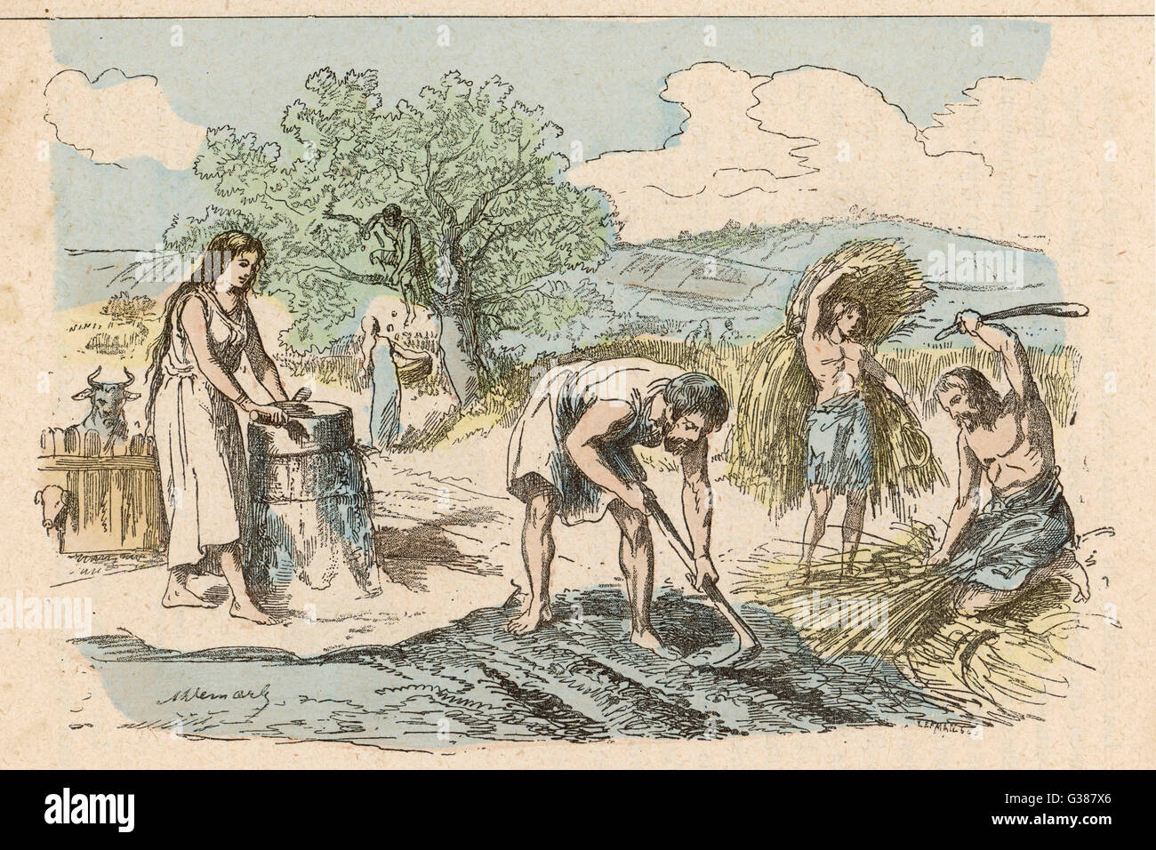 Iron age farming activities         Date: circa 1000 BC Stock Photo