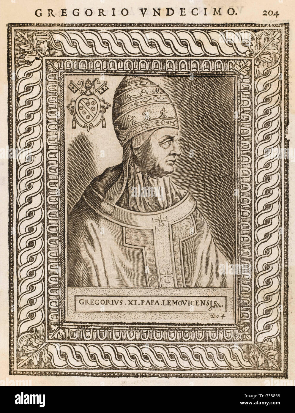 POPE GREGORIUS XI (Pierre Roger)  restored the papacy to Rome       Date: reigned 1370 - 1378 Stock Photo