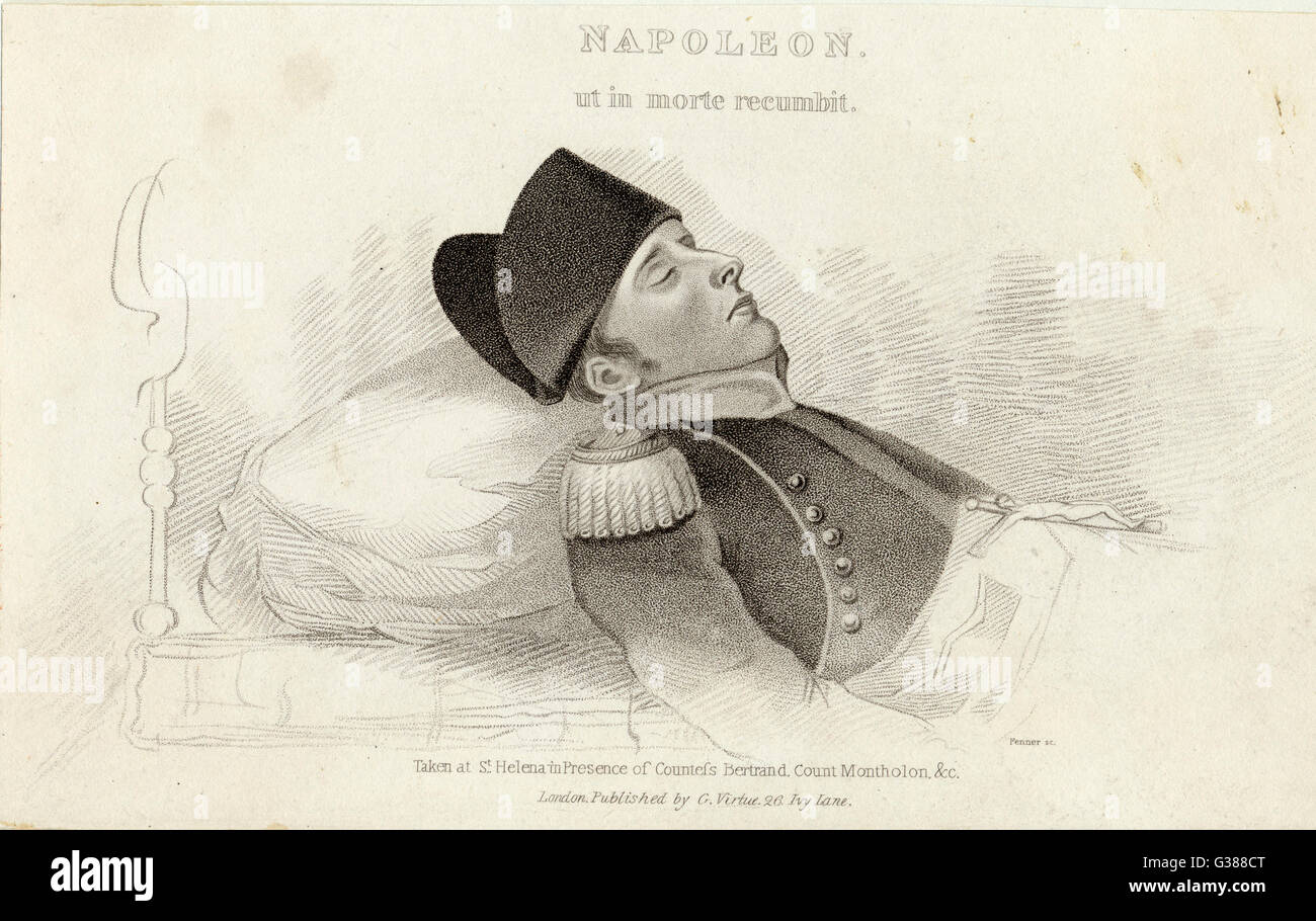 Napoleon I  On his deathbed at St Helena,  he is dressed in his uniform       Date: 5 May 1821 Stock Photo