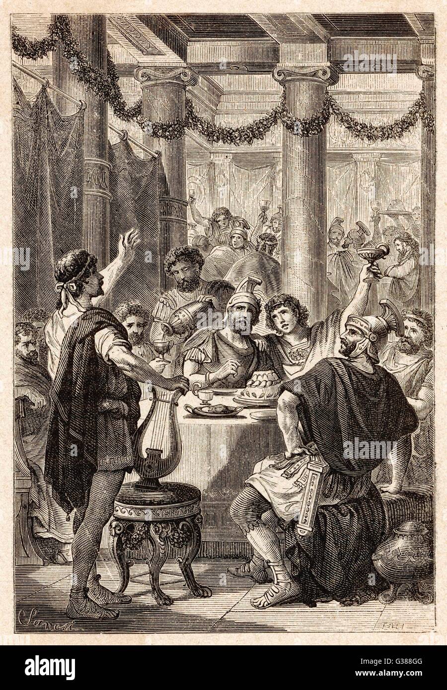 A Roman victory is celebrated  with a splendid banquet         Date: ancient Stock Photo
