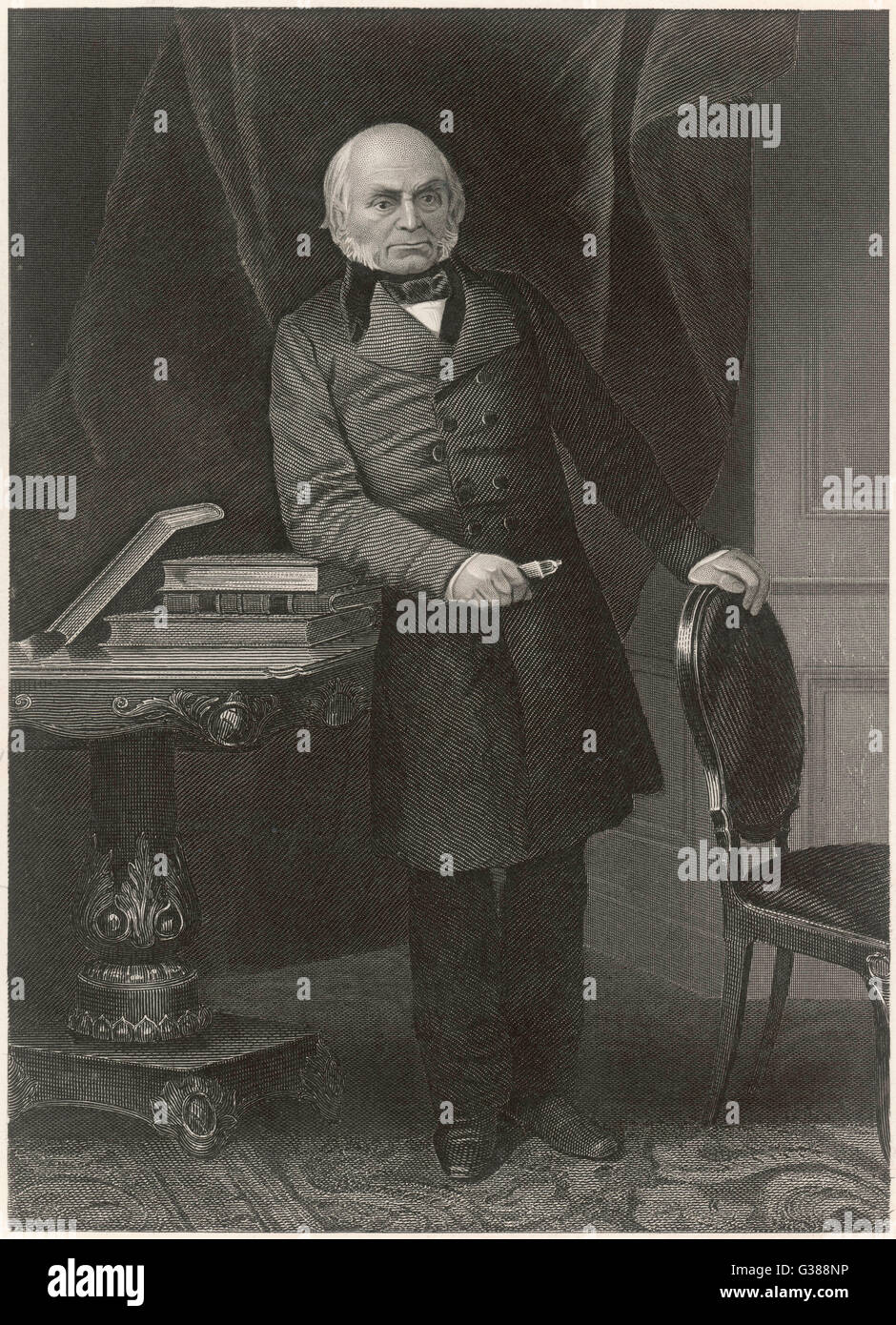 JOHN QUINCY ADAMS  U. S. President 1825-1829; holding spectacles in a case.     Date: 1767 - 1848 Stock Photo