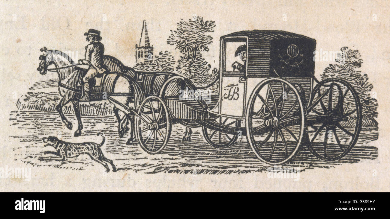 A dalmatian coach dog guarding  a carriage        Date: 1807 Stock Photo