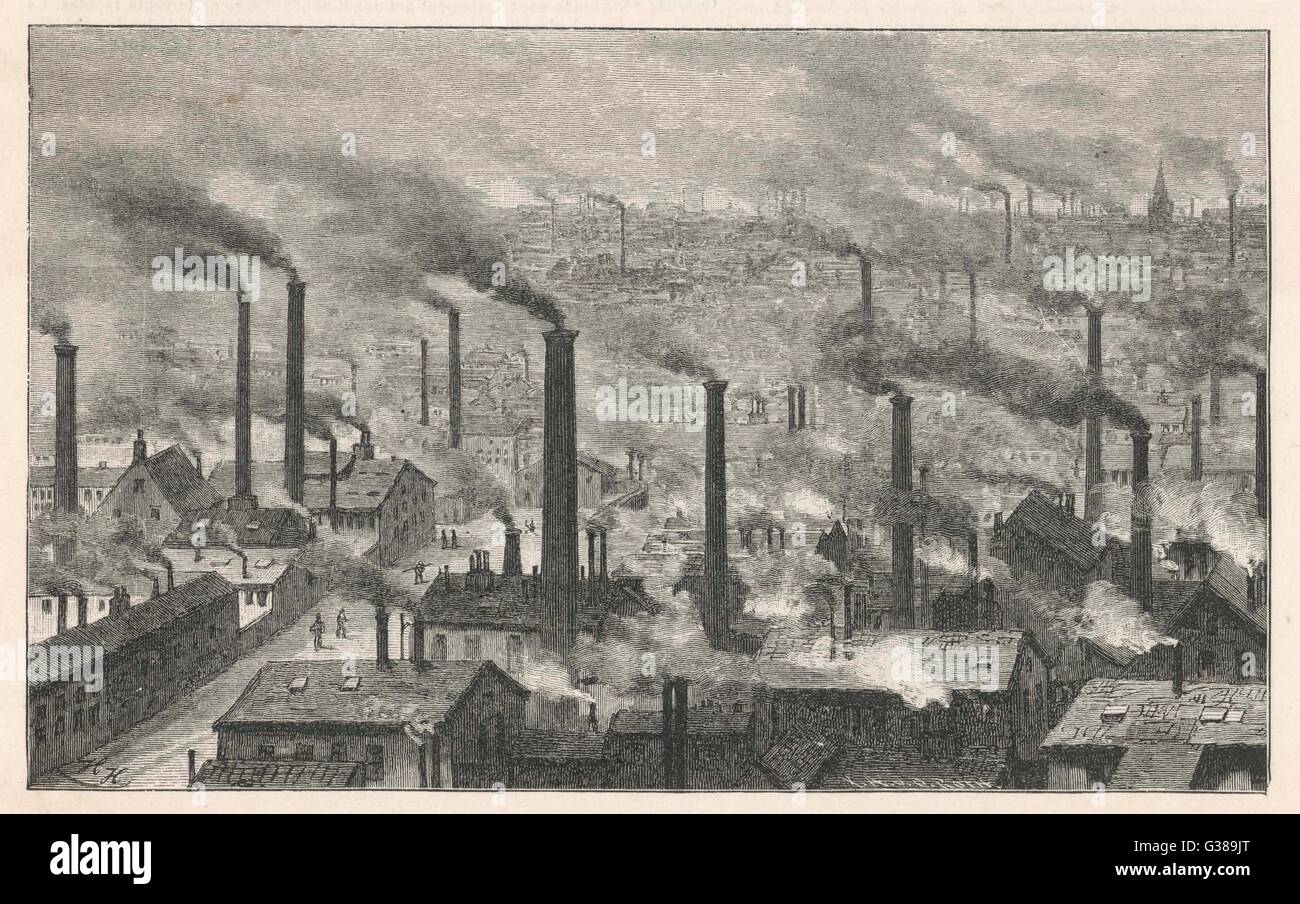 View of Glasgow showing the profusion of smokeemitting factory