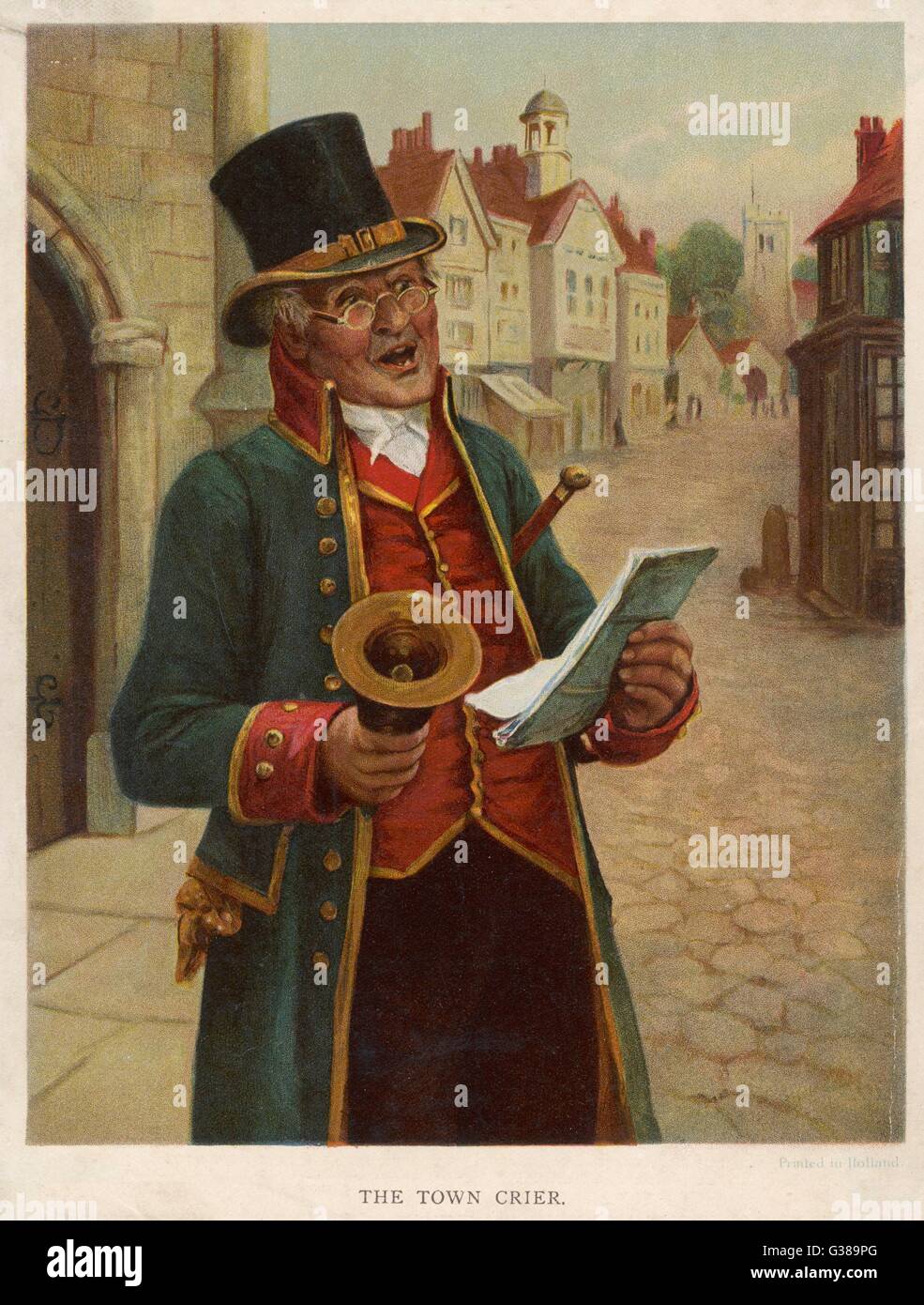 A town crier announces the  latest news         Date: 1890's Stock Photo