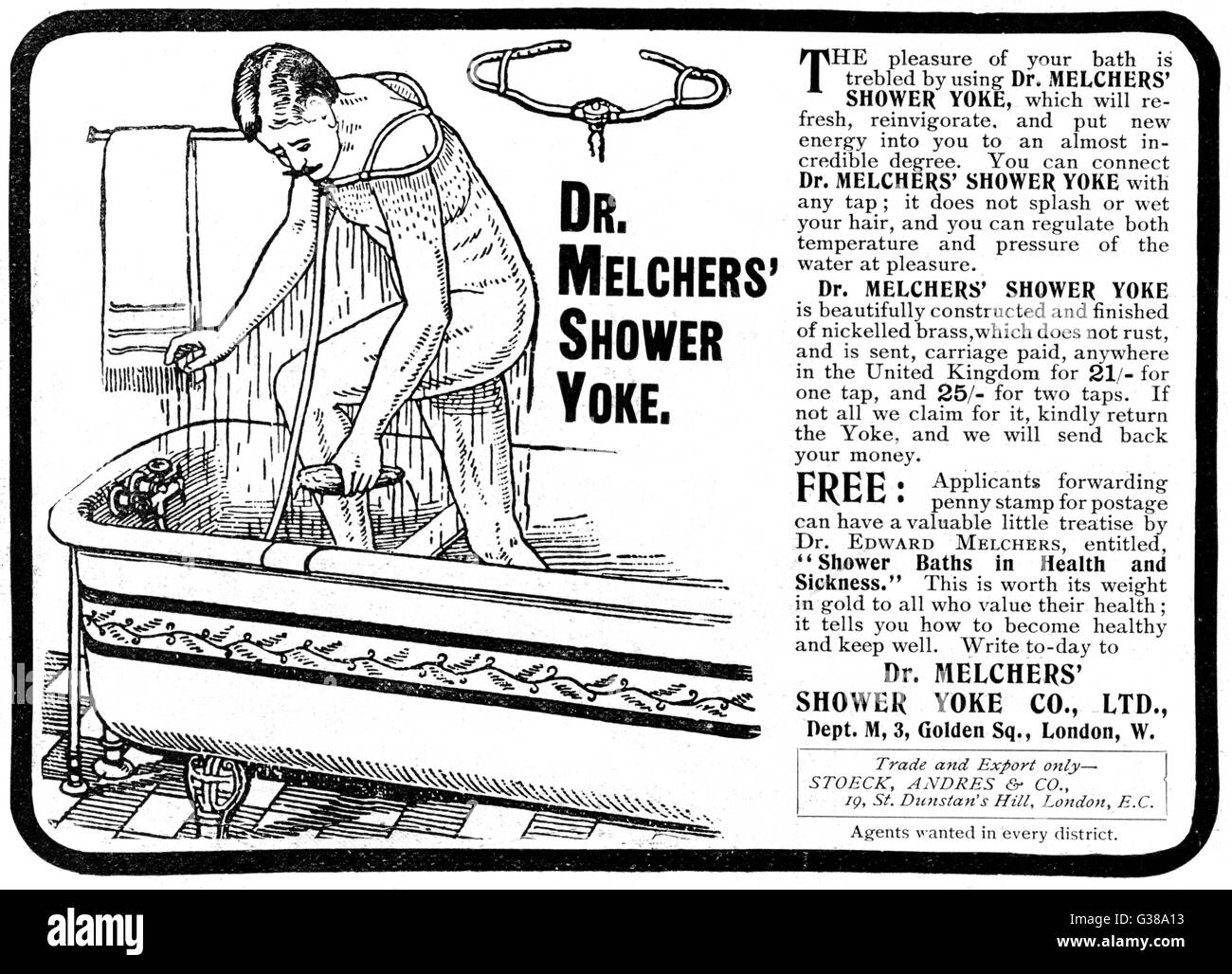 Advertisement for 'Dr Melcher's Shower Yoke', providing a refreshing