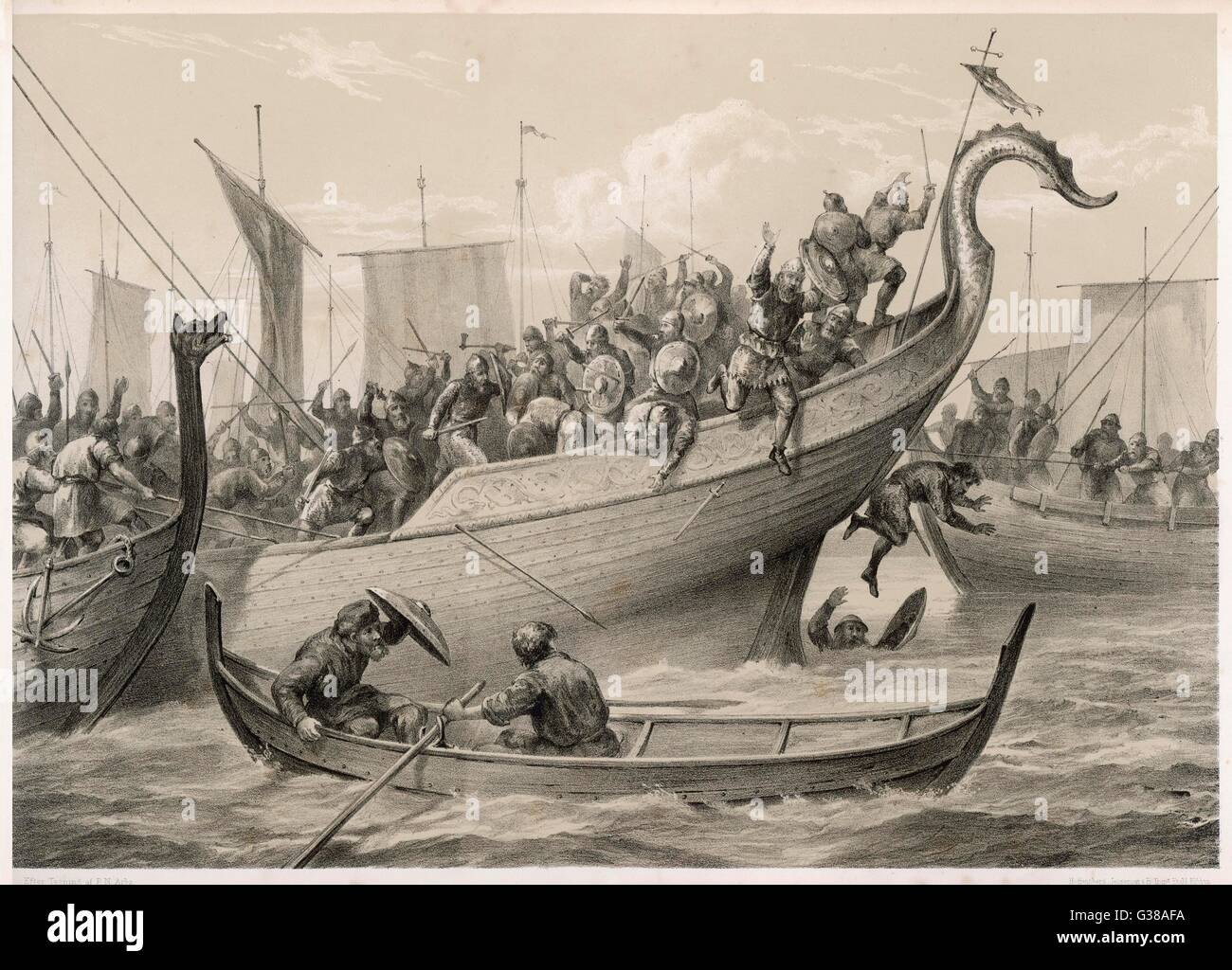 The Battle of Svolder   - the Danes defeated the  Norwegians.      Date: 9 September 1000 Stock Photo