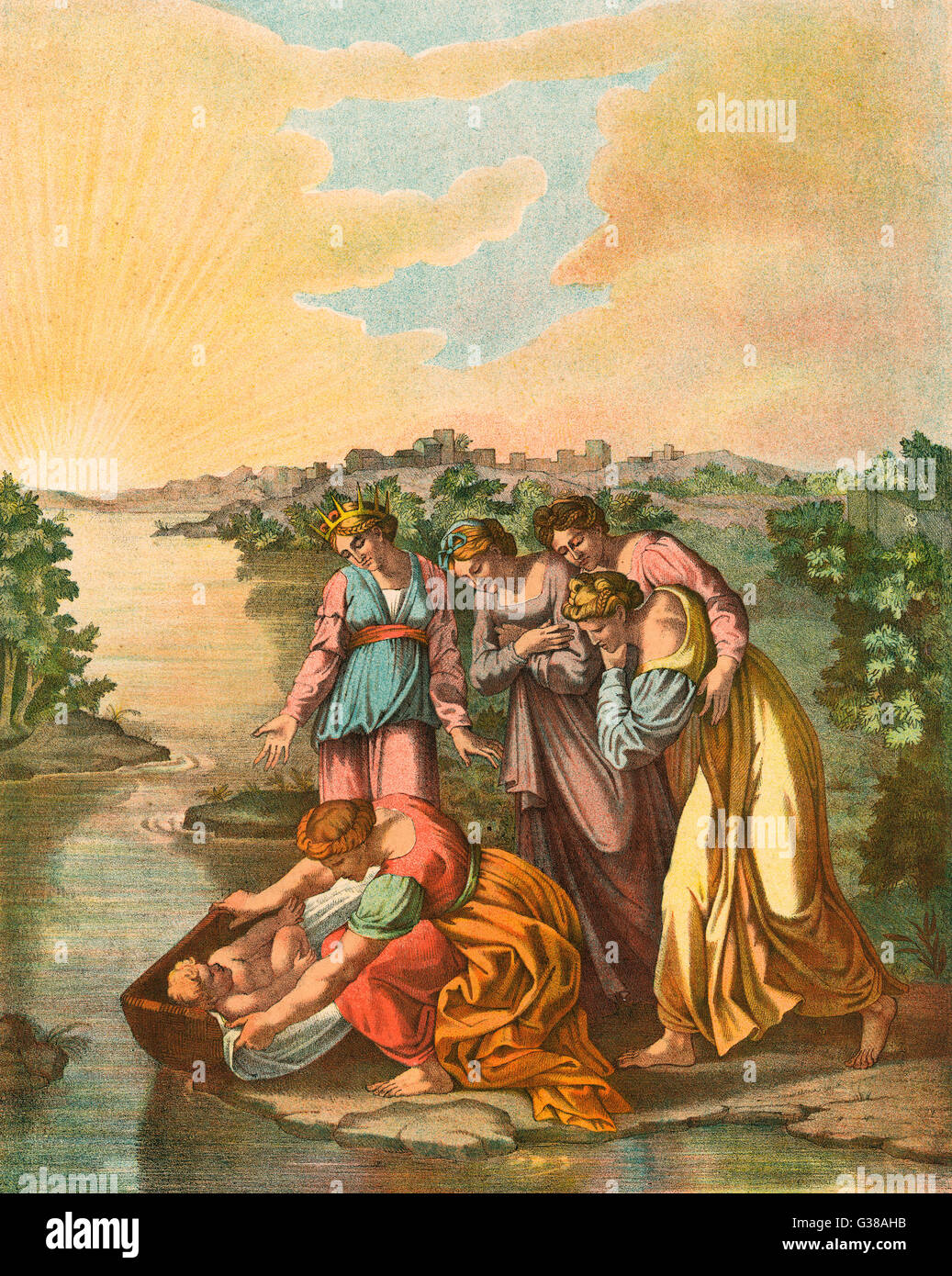 MOSES FOUND IN THE NILE Stock Photo
