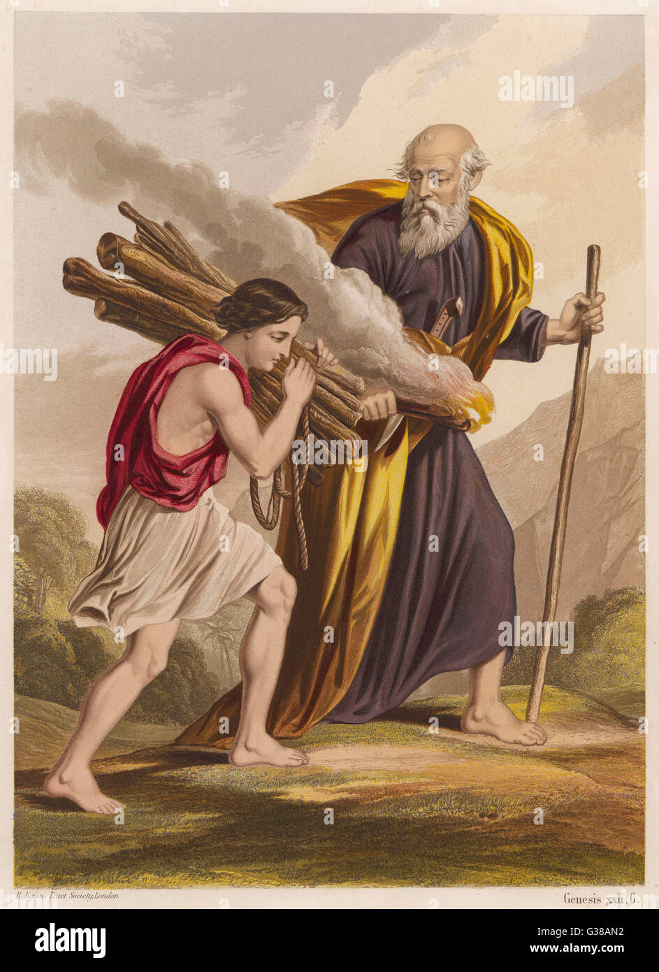 Abraham goes up the mountain with his son Isaac, planning ...