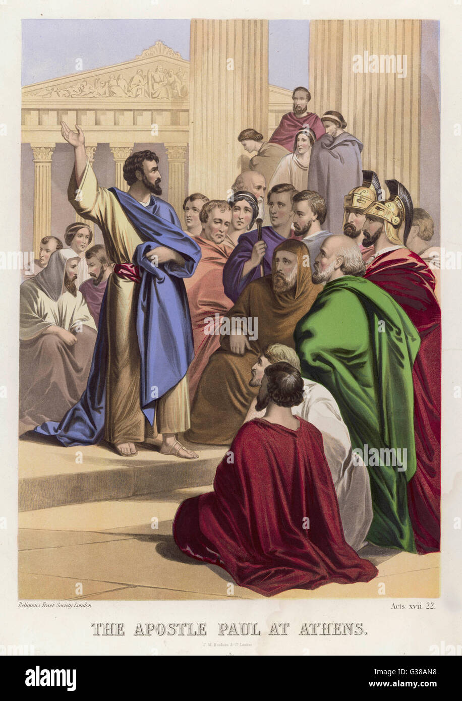 Paul preaches to the Athenians  on the Acropolis Stock Photo