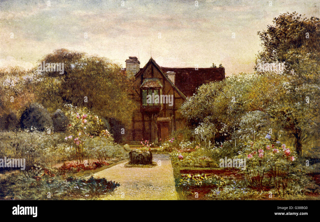 Shakespeare's birthplace, seen from the garden        Date: 1907 Stock Photo