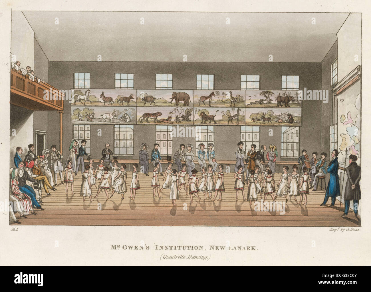 Robert Owen's Institution at  New Lanark : dancing classes  for the workers' children        Date: 1825 Stock Photo