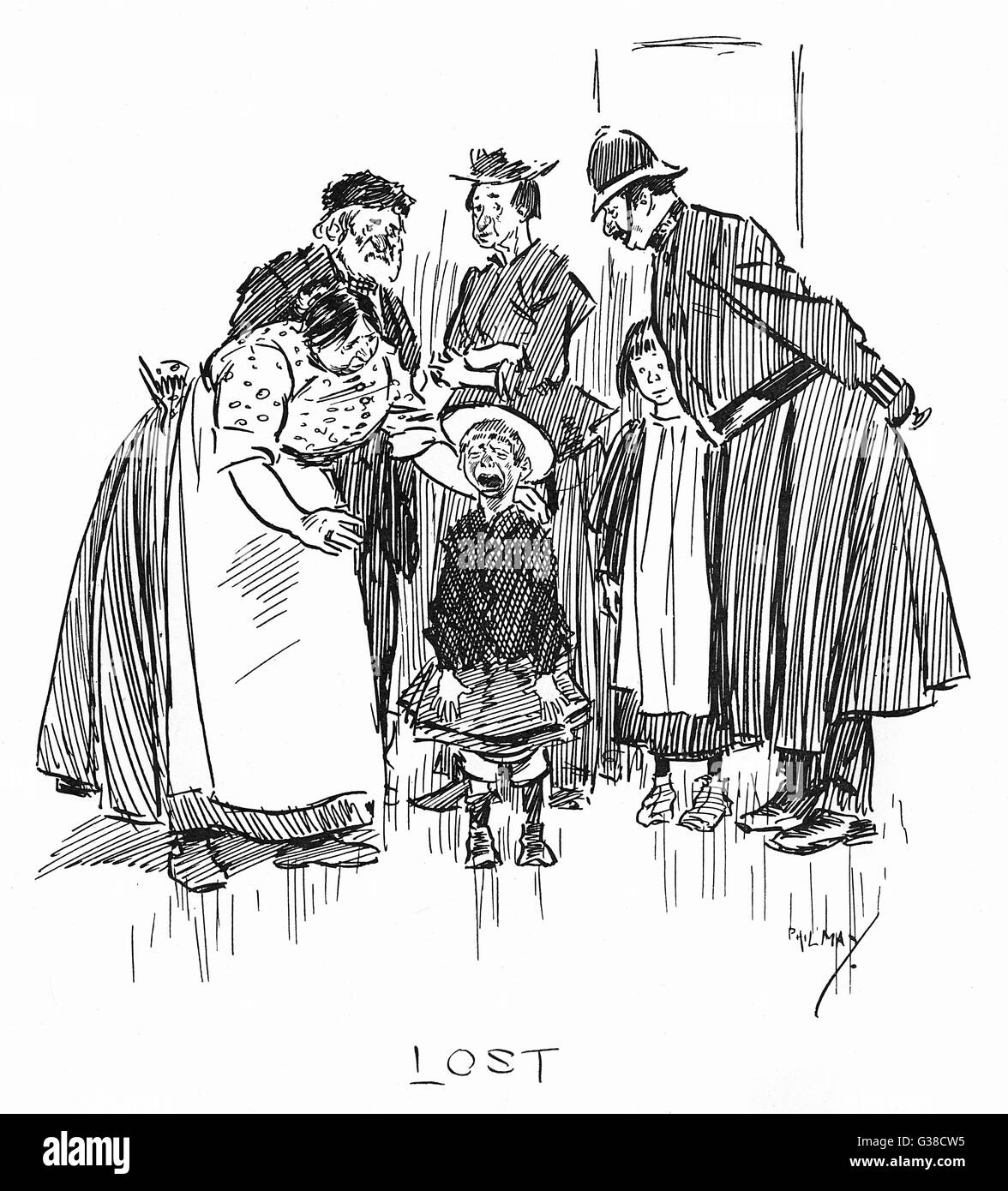LOST BOY CRYING 1896 Stock Photo