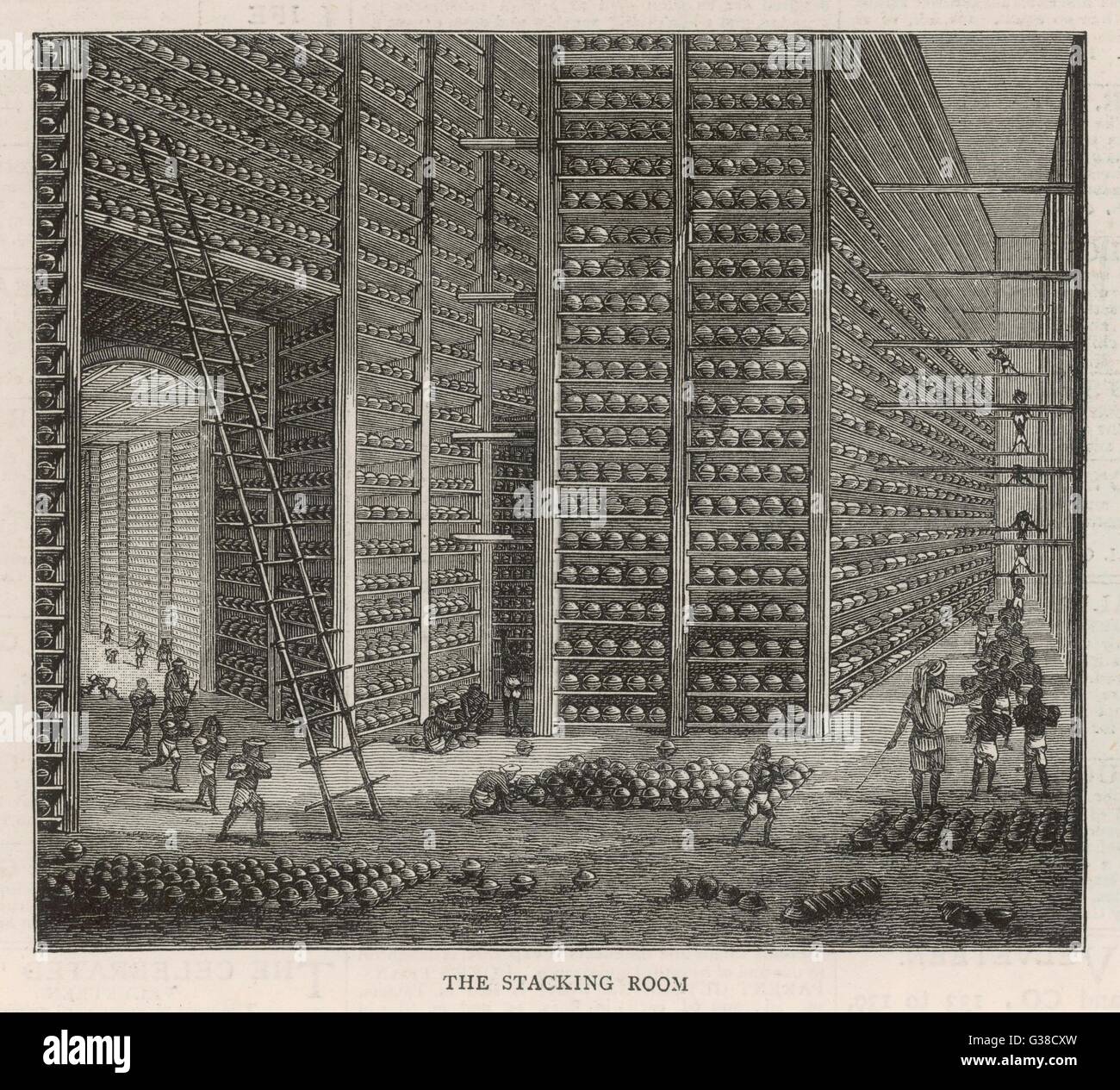 OPIUM FACTORY AT PATNA, INDIA for the Chinese trade The stacking room