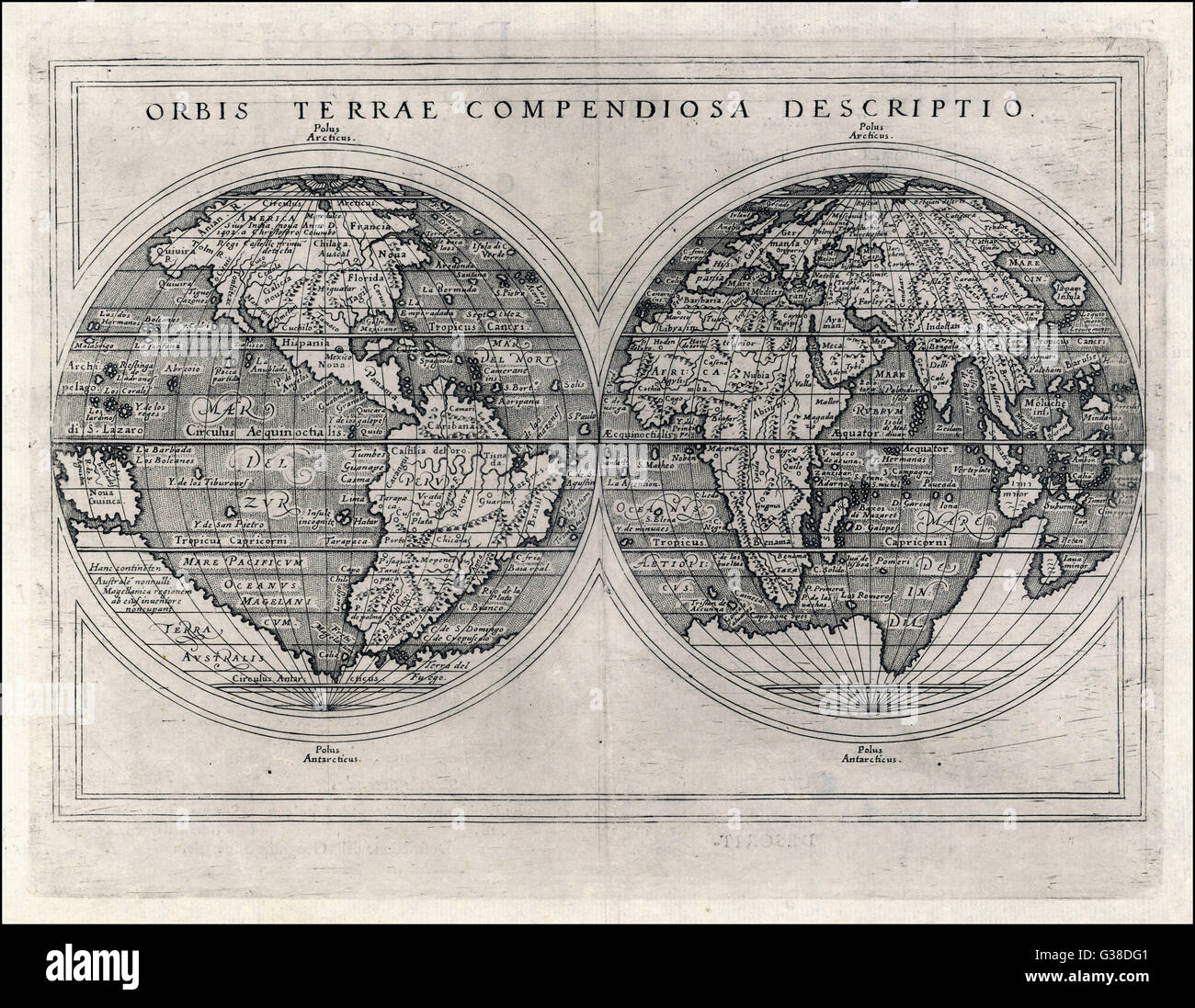 WORLD MAP 1587 Stock Photo