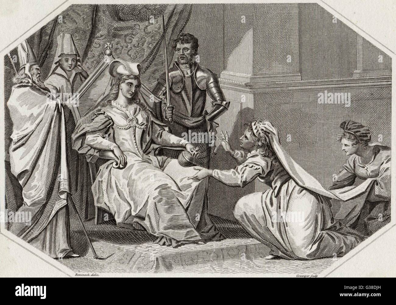 King Stephen's queen, Matilda,  pleads in vain for his release  to Empress Matilda of Germany,  daughter of Henry I, who has  invaded England      Date: 1141 Stock Photo