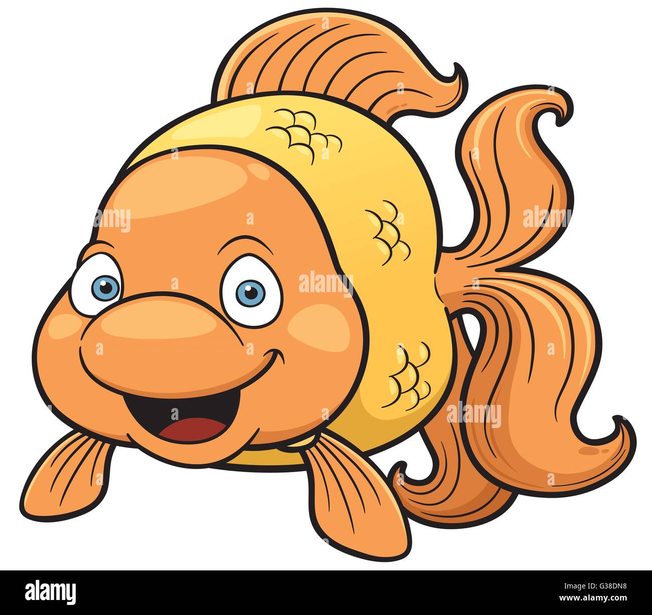 Vector illustration of Goldfish Cartoon Stock Vector
